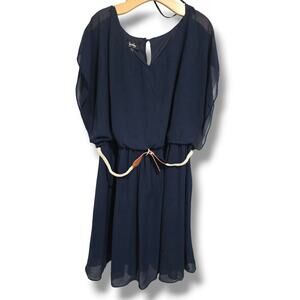 by & by Juniors plus size blue Sleeveless Belted Dress 3x